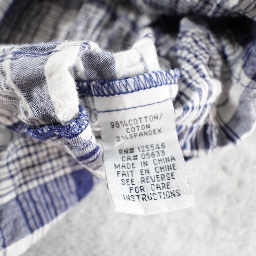 Habitat Plaid Button Up Shirt Women S Blue Crinkle Relaxed Pocket Cotton Stretch - Picture 9 of 13